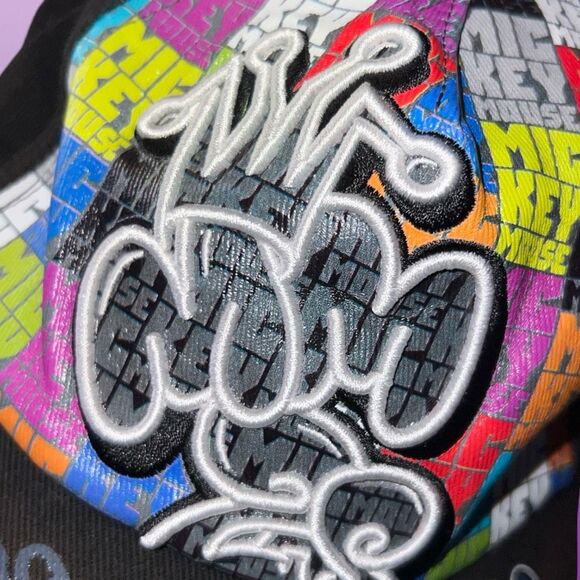 Mickey Mouse Baseball Hat Graffiti Hip Hop Disney Parks 3D Embroidered Crown Cap - Picture 9 of 9